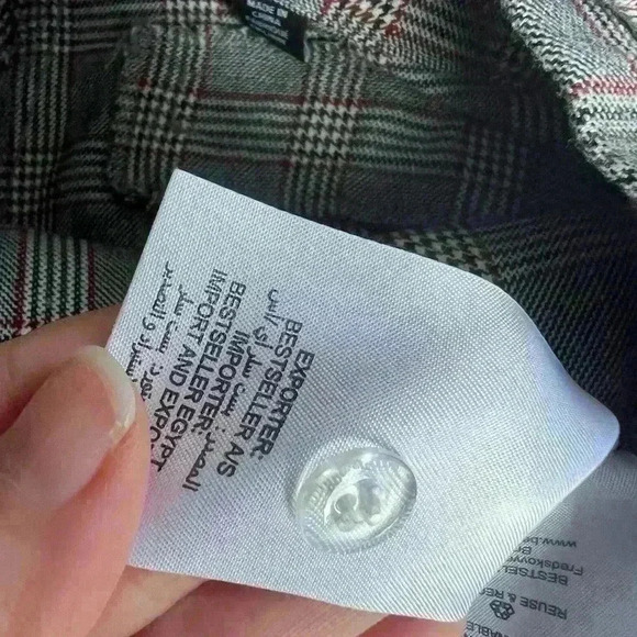 Vero  Moda Women’s Plaid Grey High Waisted Wrap Tie Trouser Office Pants Medium - Picture 15 of 16